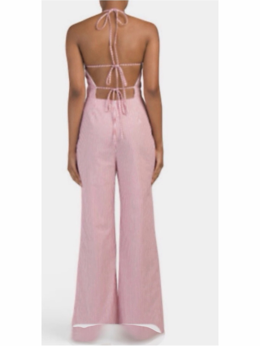 Revolve WAYF Striped Tie-Shoulder Jumpsuit Dusty Rose